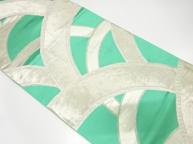 アンティーク　変わり青海波模様織り出し袋帯（材料）